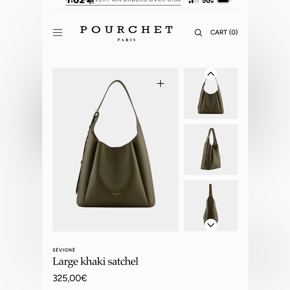 Maison Pourchet Sevigne large hobo khaki - Picture 3 of 16